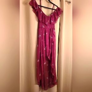 Abercrombie & Fitch - High Low Style Dress - Purple with Floral Detail - XS
